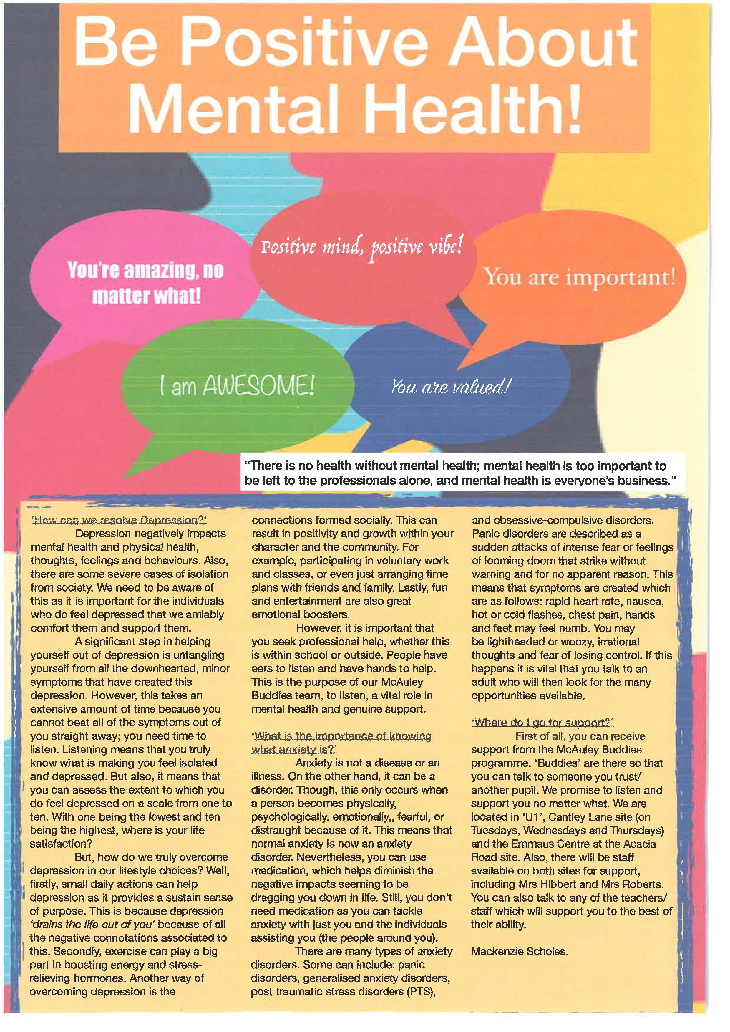 World Mental Health Day 2019 Be Positive About Mental Health